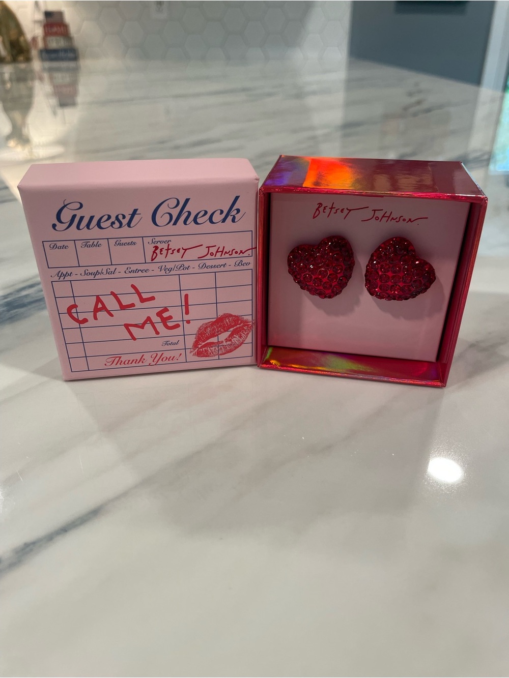 Betsey Johnson Love Spell Red Heart Button Crystal Heart Stud Earrings